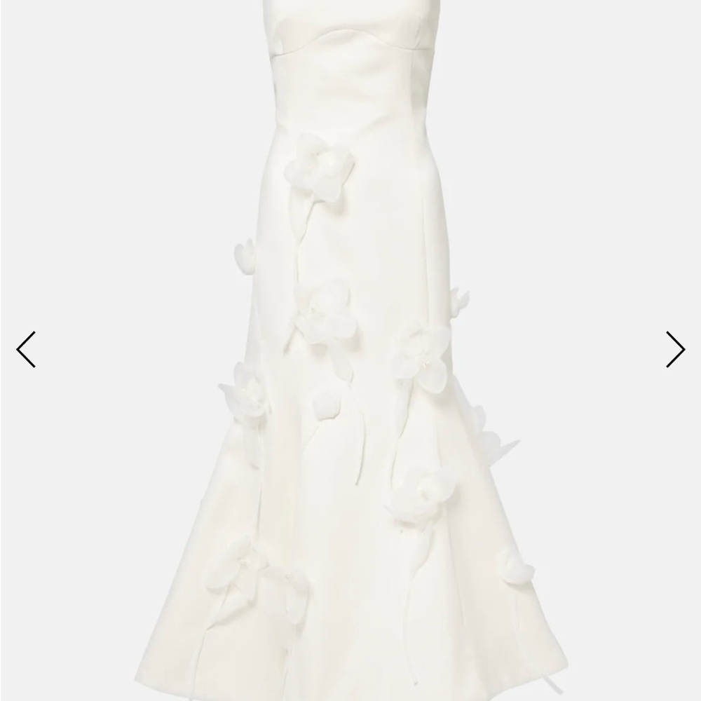 Bridal floral-appliqué midi dress